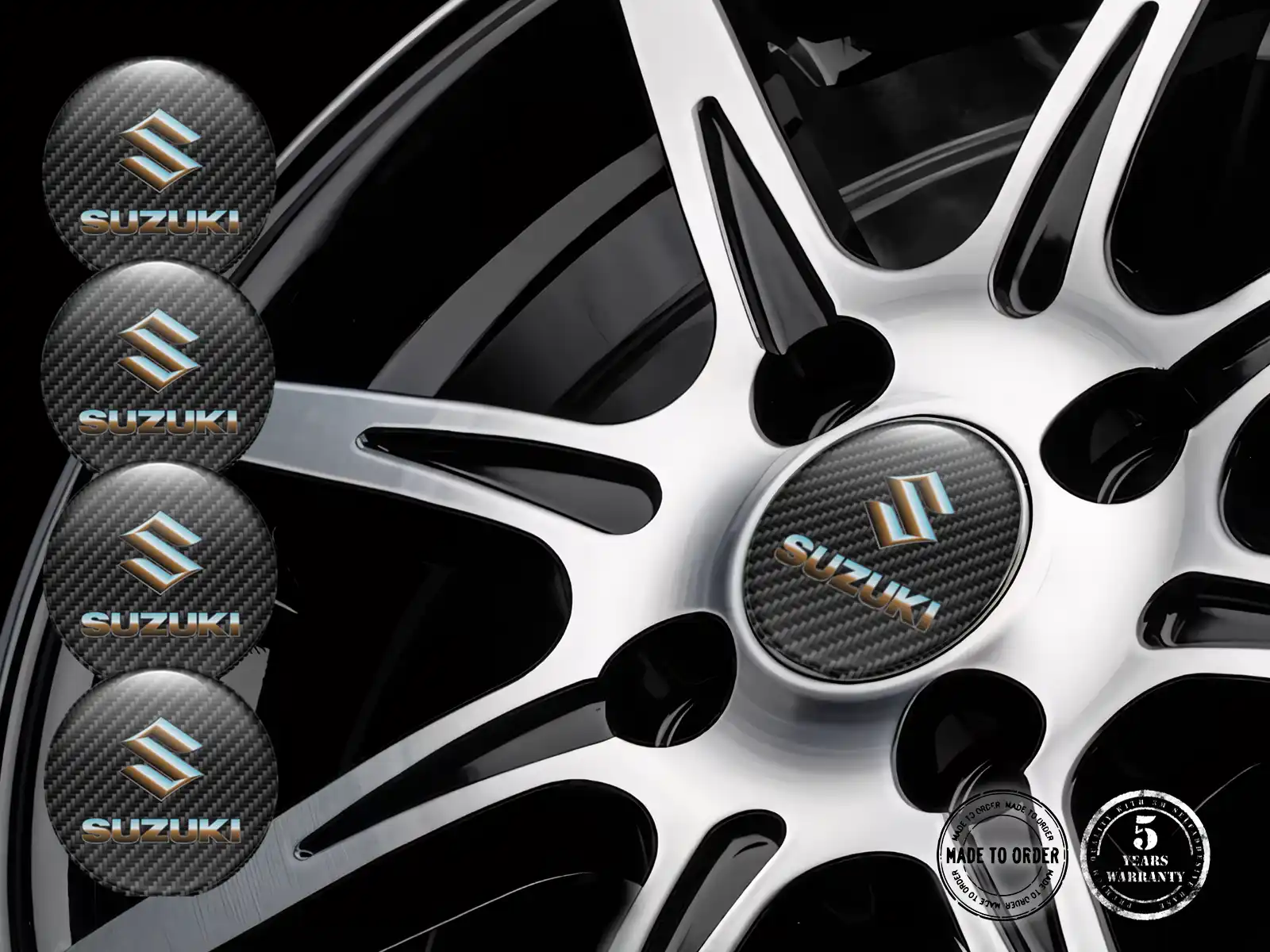 Suzuki Calcomanías de Aro Autos Logo Bombado Cúpula